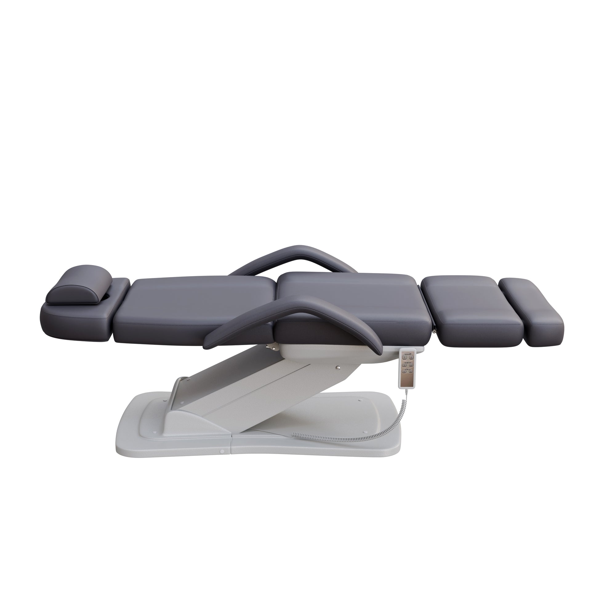 Spa Numa MINO luxury three motor electric treatment chair in white – adjustable height, backrest, and tilt with removable arms and face hole – ideal for medical, spa, and aesthetic procedures.