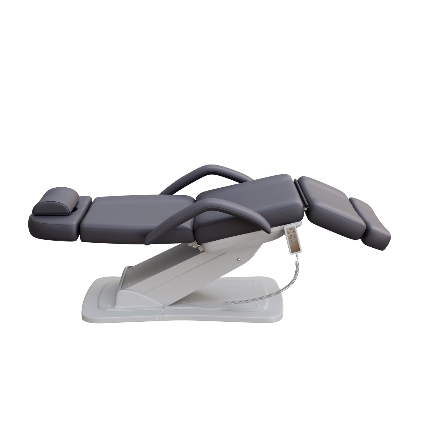 Spa Numa MINO luxury three motor electric treatment chair in white – adjustable height, backrest, and tilt with removable arms and face hole – ideal for medical, spa, and aesthetic procedures.
