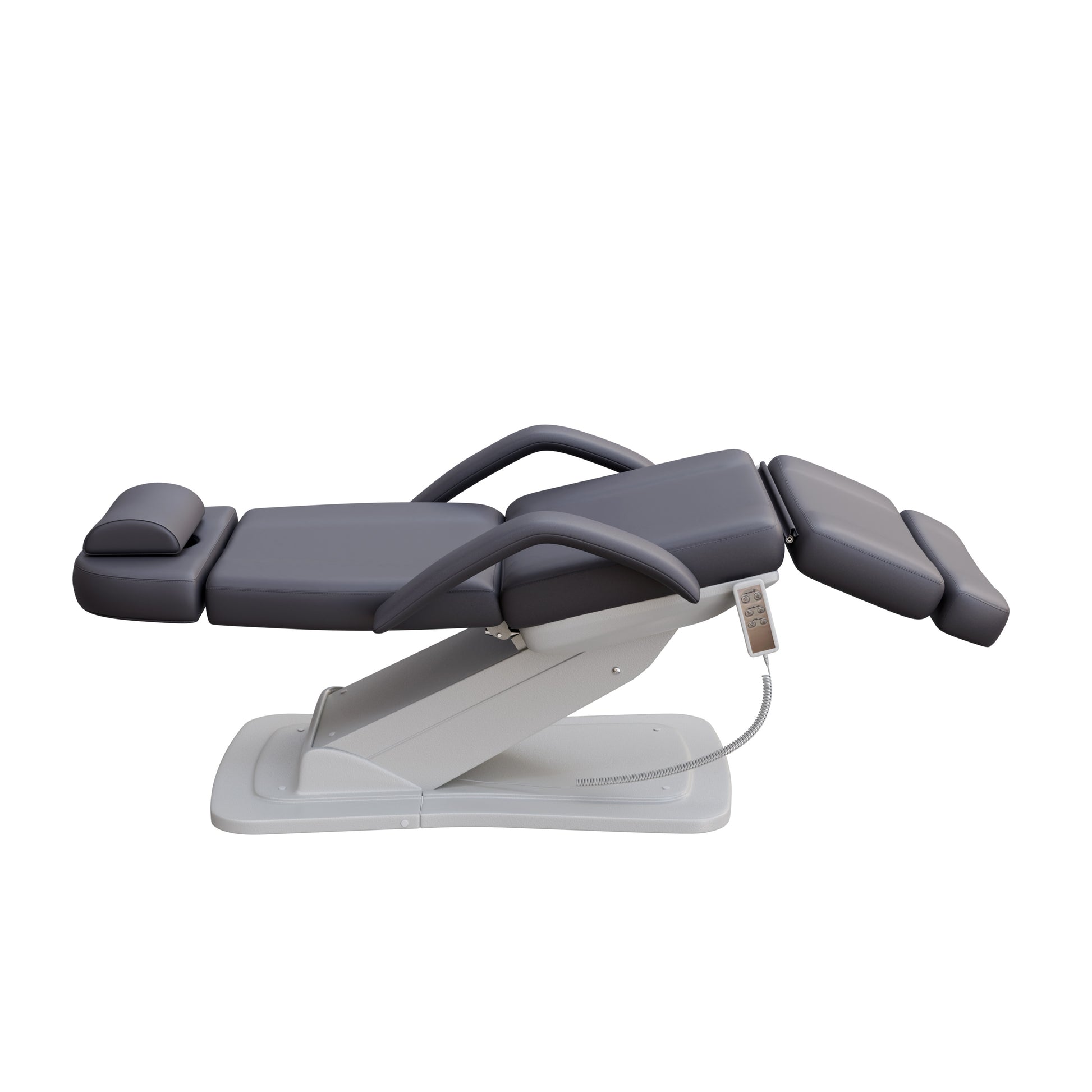 Spa Numa MINO luxury three motor electric treatment chair in white – adjustable height, backrest, and tilt with removable arms and face hole – ideal for medical, spa, and aesthetic procedures.