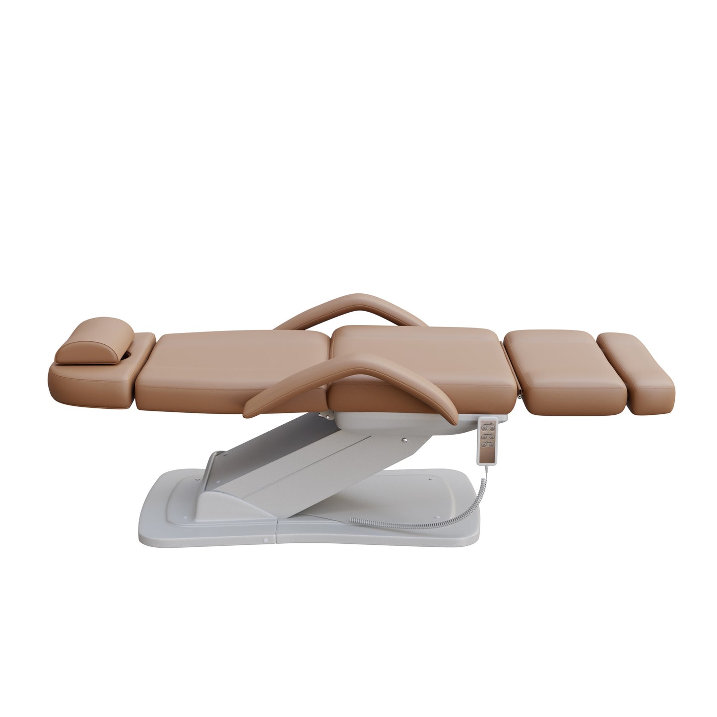 Spa Numa MINO luxury treatment chair with three electric motors for height, tilt, and backrest adjustment, removable arms, face hole, and elegant base – ideal for esthetic treatments, facials, and medical spas.