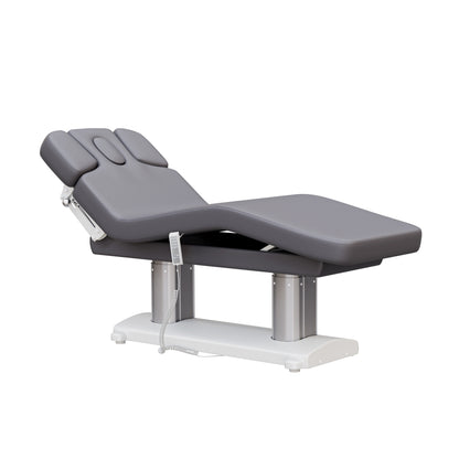 Spa Numa SOPHIE luxury 4 motor massage and facial table with extra-wide cushion, adjustable backrest and incline, removable head cushion with face hole, and massage armrests—perfect for premium spa and wellness treatments.