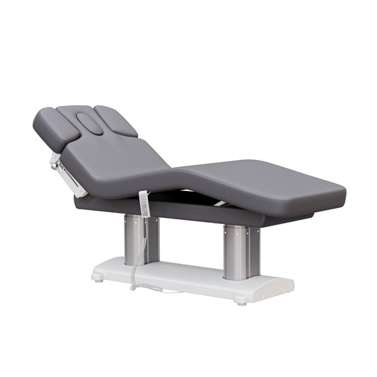 Spa Numa SOPHIE luxury 4 motor massage and facial table with extra-wide cushion, adjustable backrest and incline, removable head cushion with face hole, and massage armrests—perfect for premium spa and wellness treatments.