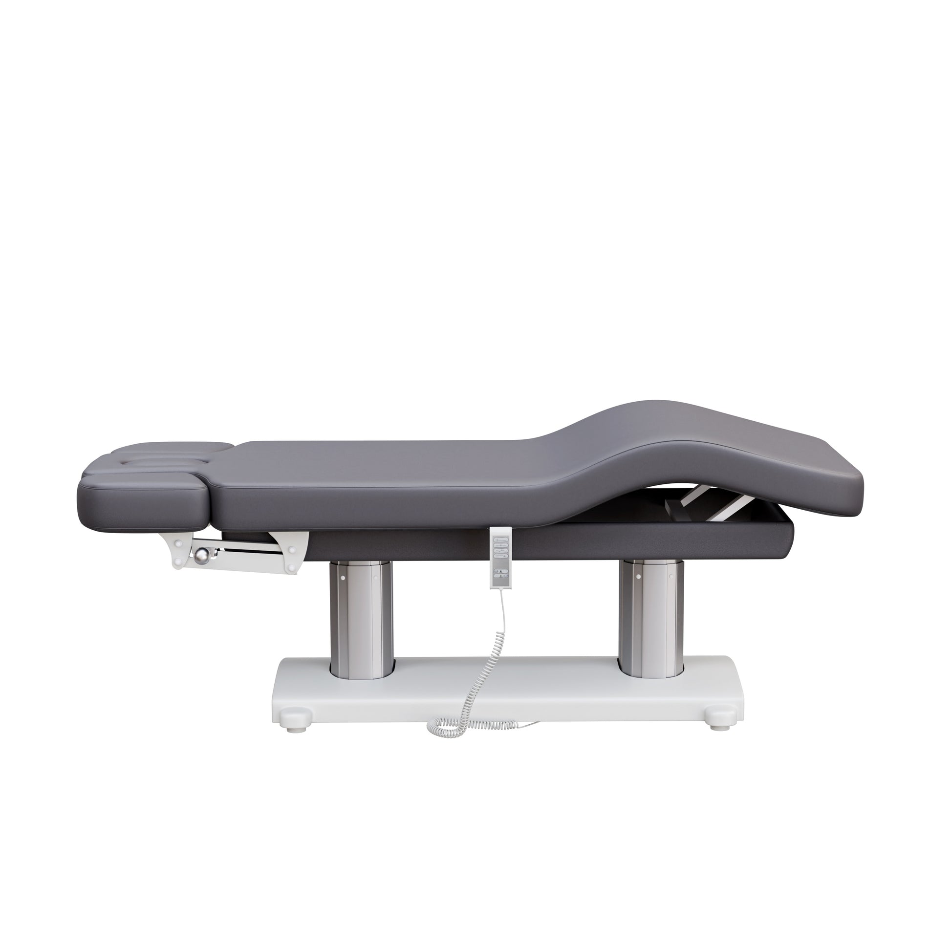 Spa Numa SOPHIE luxury 4 motor massage and facial table with extra-wide cushion, adjustable backrest and incline, removable head cushion with face hole, and massage armrests—perfect for premium spa and wellness treatments.