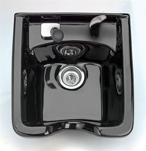 Square Porcelain Shampoo Bowl - Black