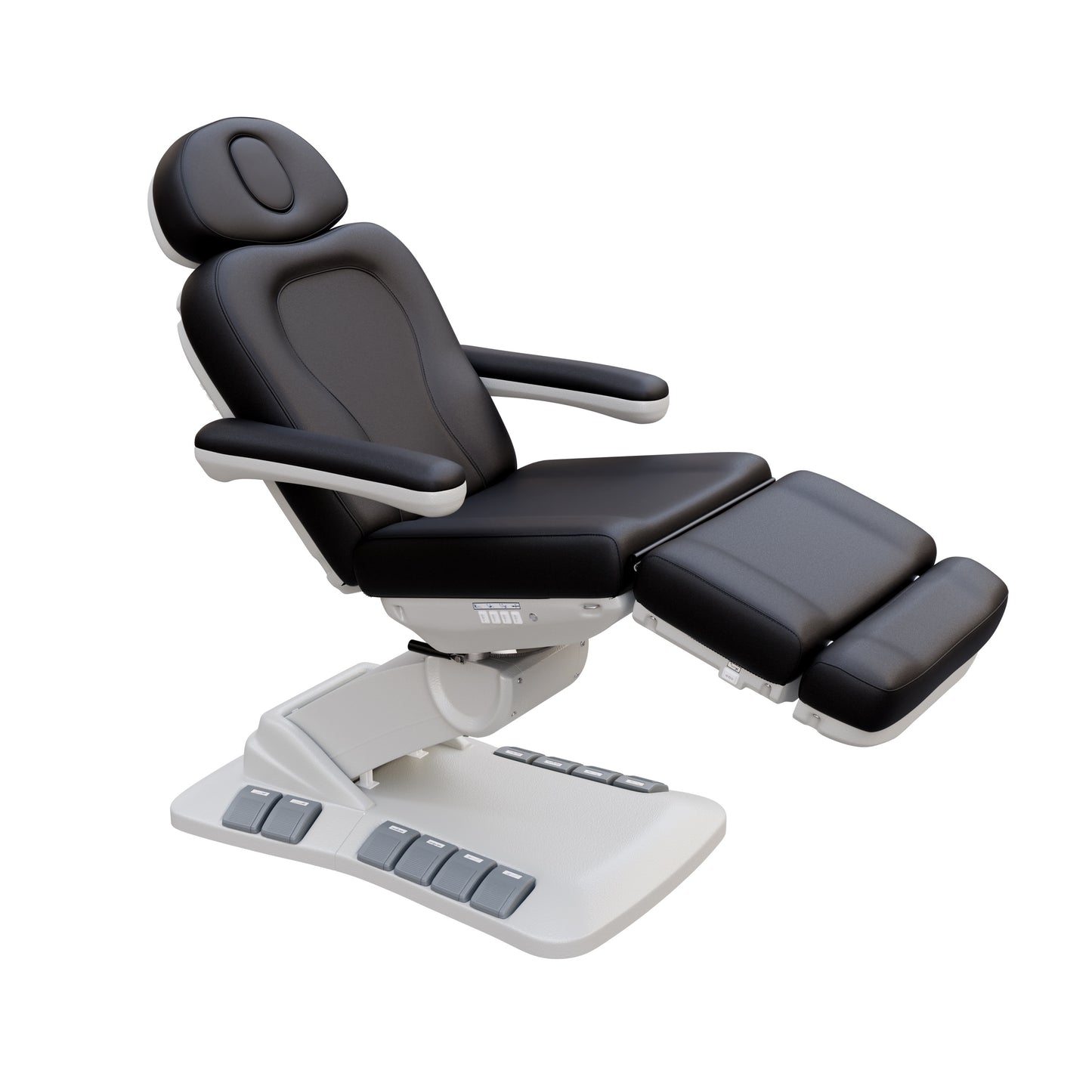 SPA NUMA Swivel Deluxe 4 Motor Electric Treatment Chair for esthetic procedures, medical exams, and fat-reduction treatments – fully adjustable with 120° rotation, vegan leather, facial hole, reversible armrests, and built-in foot pedal controls.