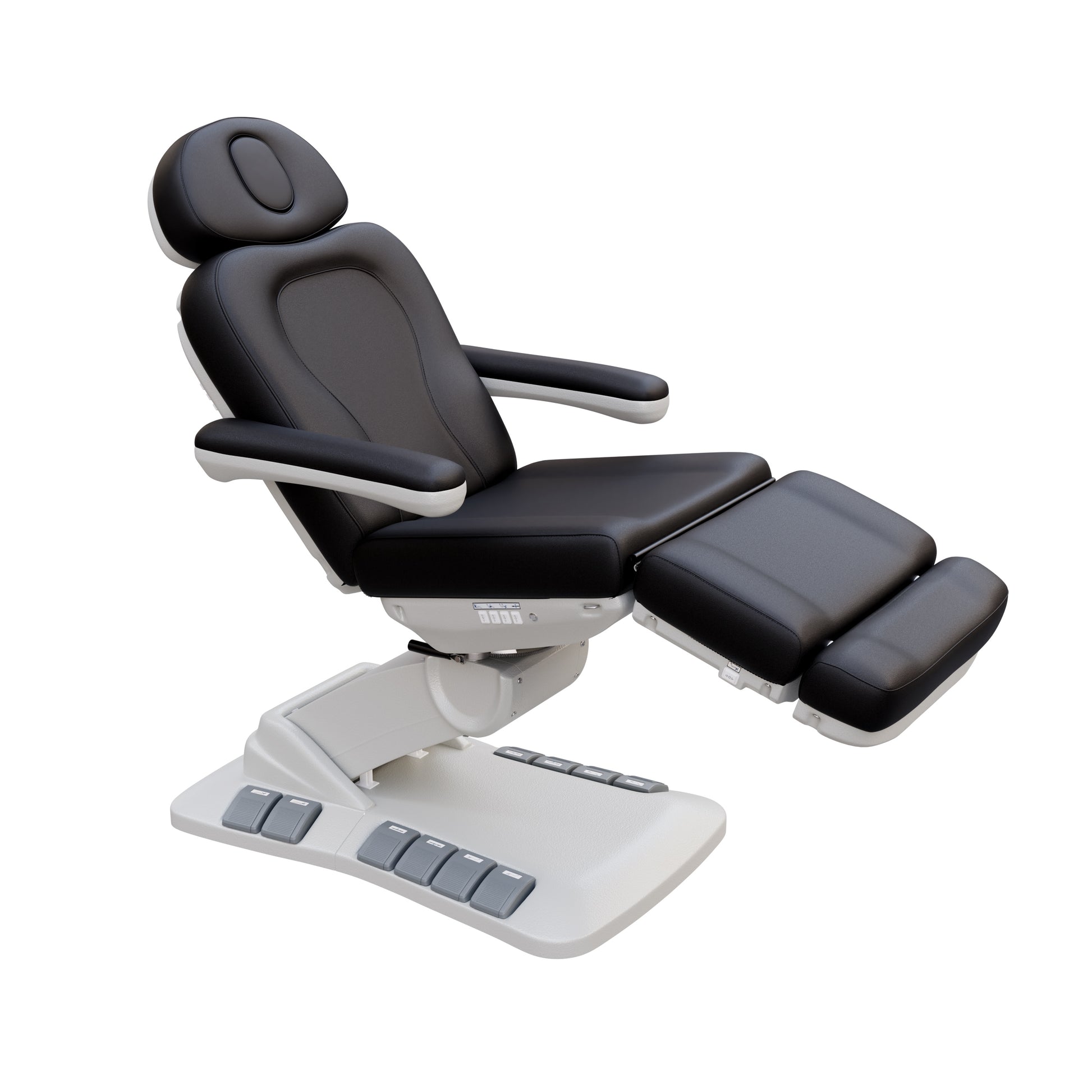 SPA NUMA Swivel Deluxe 4 Motor Electric Treatment Chair for esthetic procedures, medical exams, and fat-reduction treatments – fully adjustable with 120° rotation, vegan leather, facial hole, reversible armrests, and built-in foot pedal controls.