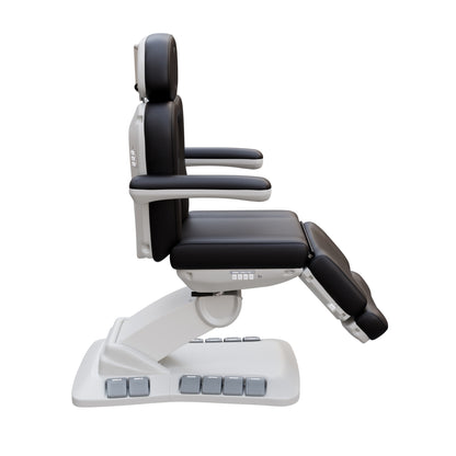 SPA NUMA Swivel Deluxe 4 Motor Electric Treatment Chair for esthetic procedures, medical exams, and fat-reduction treatments – fully adjustable with 120° rotation, vegan leather, facial hole, reversible armrests, and built-in foot pedal controls.