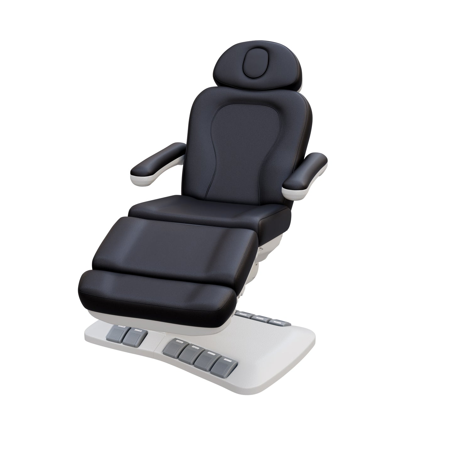 SPA NUMA Swivel Deluxe 4 Motor Electric Treatment Chair for esthetic procedures, medical exams, and fat-reduction treatments – fully adjustable with 120° rotation, vegan leather, facial hole, reversible armrests, and built-in foot pedal controls.