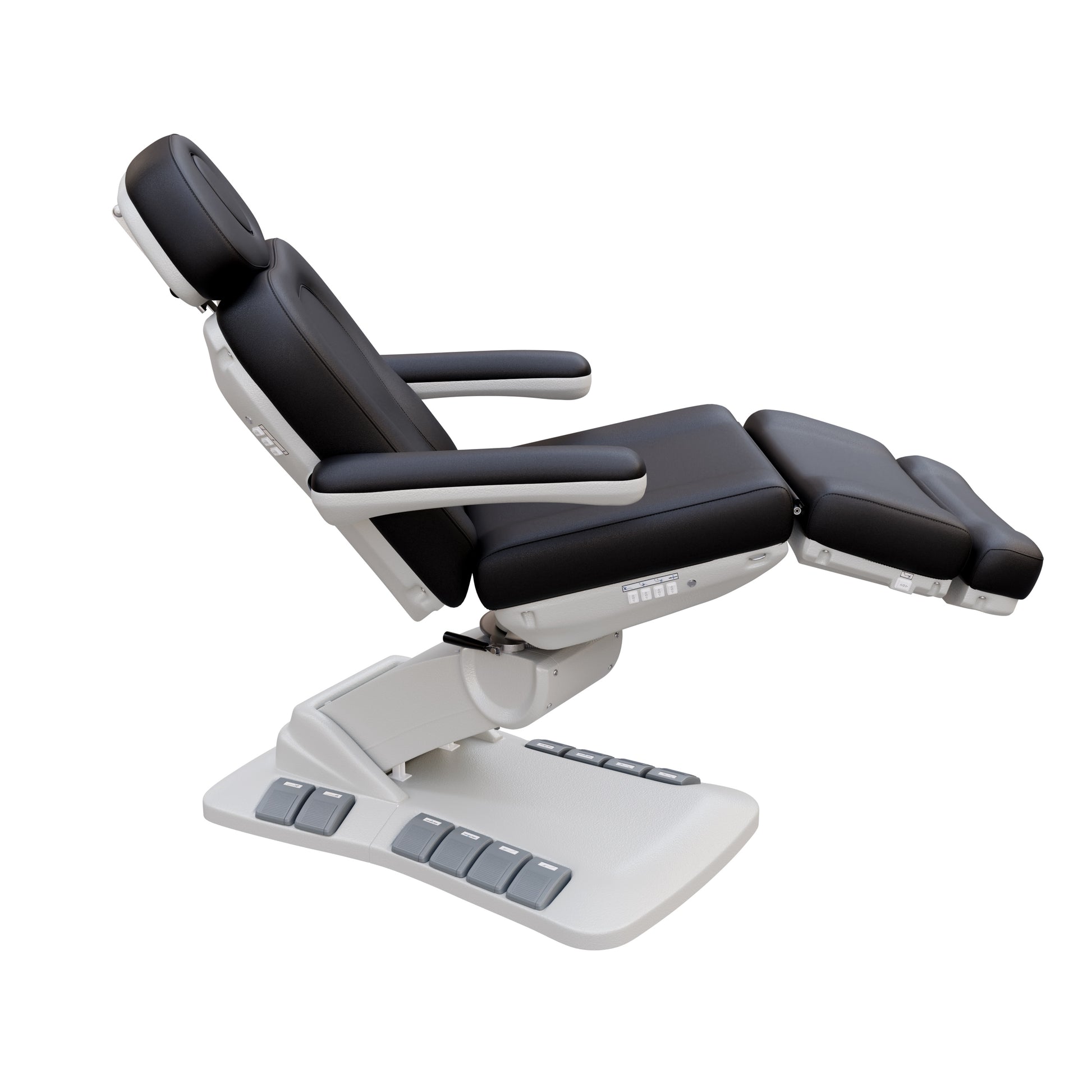 SPA NUMA Swivel Deluxe 4 Motor Electric Treatment Chair for esthetic procedures, medical exams, and fat-reduction treatments – fully adjustable with 120° rotation, vegan leather, facial hole, reversible armrests, and built-in foot pedal controls.