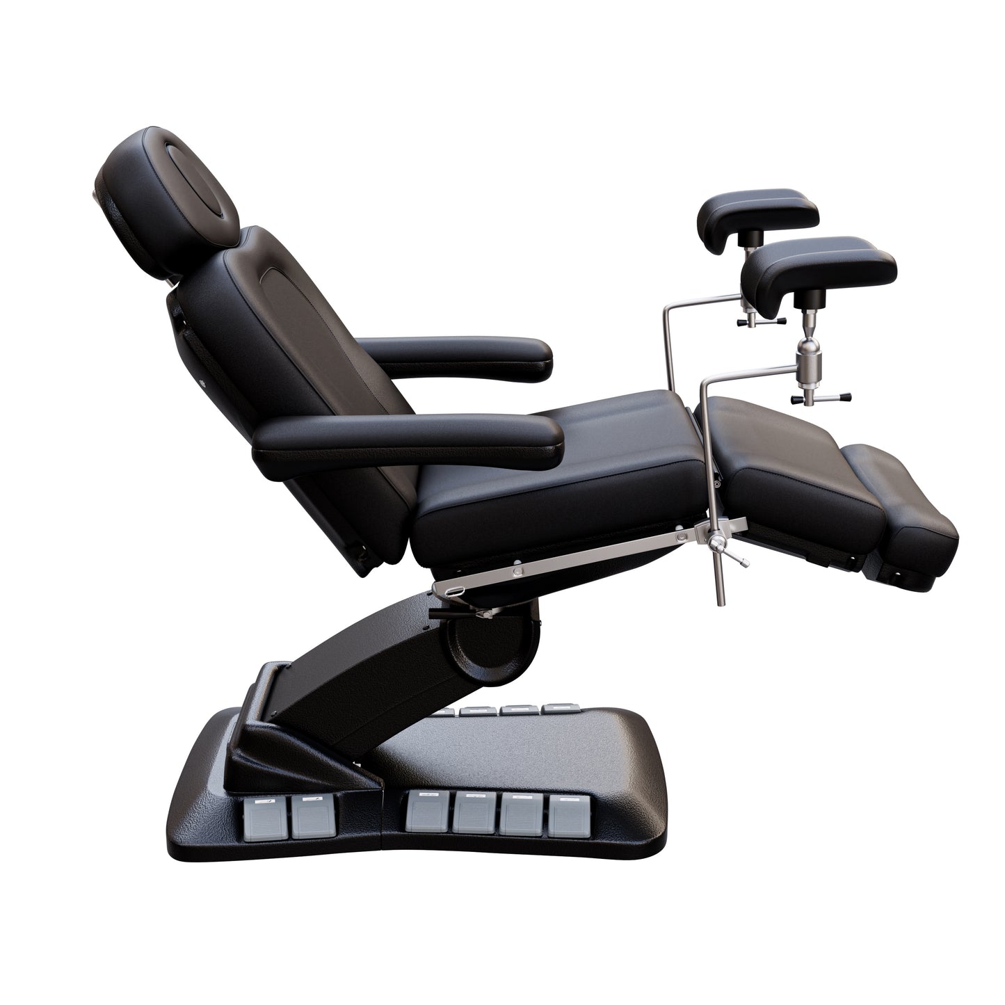 SPA NUMA OB-GYN Swivel Deluxe 4 Motor Electric Treatment Chair with stirrups – medical exam chair for gynecology, outpatient surgery, and aesthetic procedures, featuring 120° rotation, vegan leather upholstery, adjustable height and backrest.