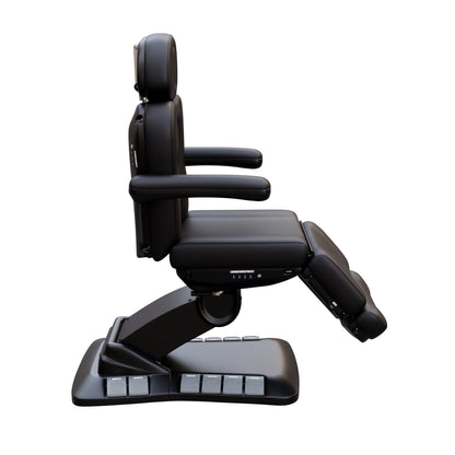 SPA NUMA Swivel Deluxe 4 Motor Electric Treatment Chair for med spas and outpatient procedures – features 120° rotation, adjustable height, backrest, leg-rest, and tilt, with facial hole, vegan leather, foot pedals, and reversible armrests for esthetic treatments.