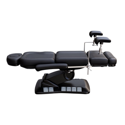 SPA NUMA OB-GYN Swivel Deluxe 4 Motor Electric Treatment Chair with stirrups – medical exam chair for gynecology, outpatient surgery, and aesthetic procedures, featuring 120° rotation, vegan leather upholstery, adjustable height and backrest.