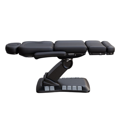 SPA NUMA Swivel Deluxe 4 Motor Electric Treatment Chair for med spas and outpatient procedures – features 120° rotation, adjustable height, backrest, leg-rest, and tilt, with facial hole, vegan leather, foot pedals, and reversible armrests for esthetic treatments.