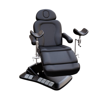 SPA NUMA OB-GYN Swivel Deluxe 4 Motor Electric Treatment Chair with stirrups – medical exam chair for gynecology, outpatient surgery, and aesthetic procedures, featuring 120° rotation, vegan leather upholstery, adjustable height and backrest.