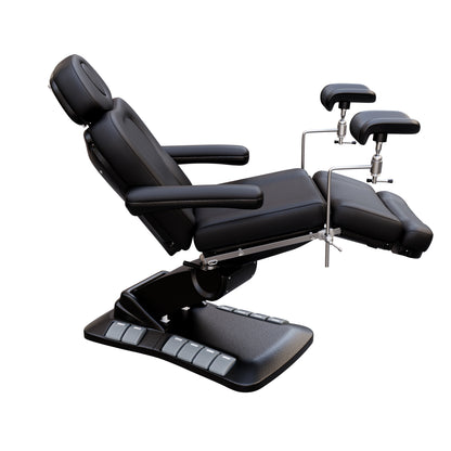 SPA NUMA OB-GYN Swivel Deluxe 4 Motor Electric Treatment Chair with stirrups – medical exam chair for gynecology, outpatient surgery, and aesthetic procedures, featuring 120° rotation, vegan leather upholstery, adjustable height and backrest.