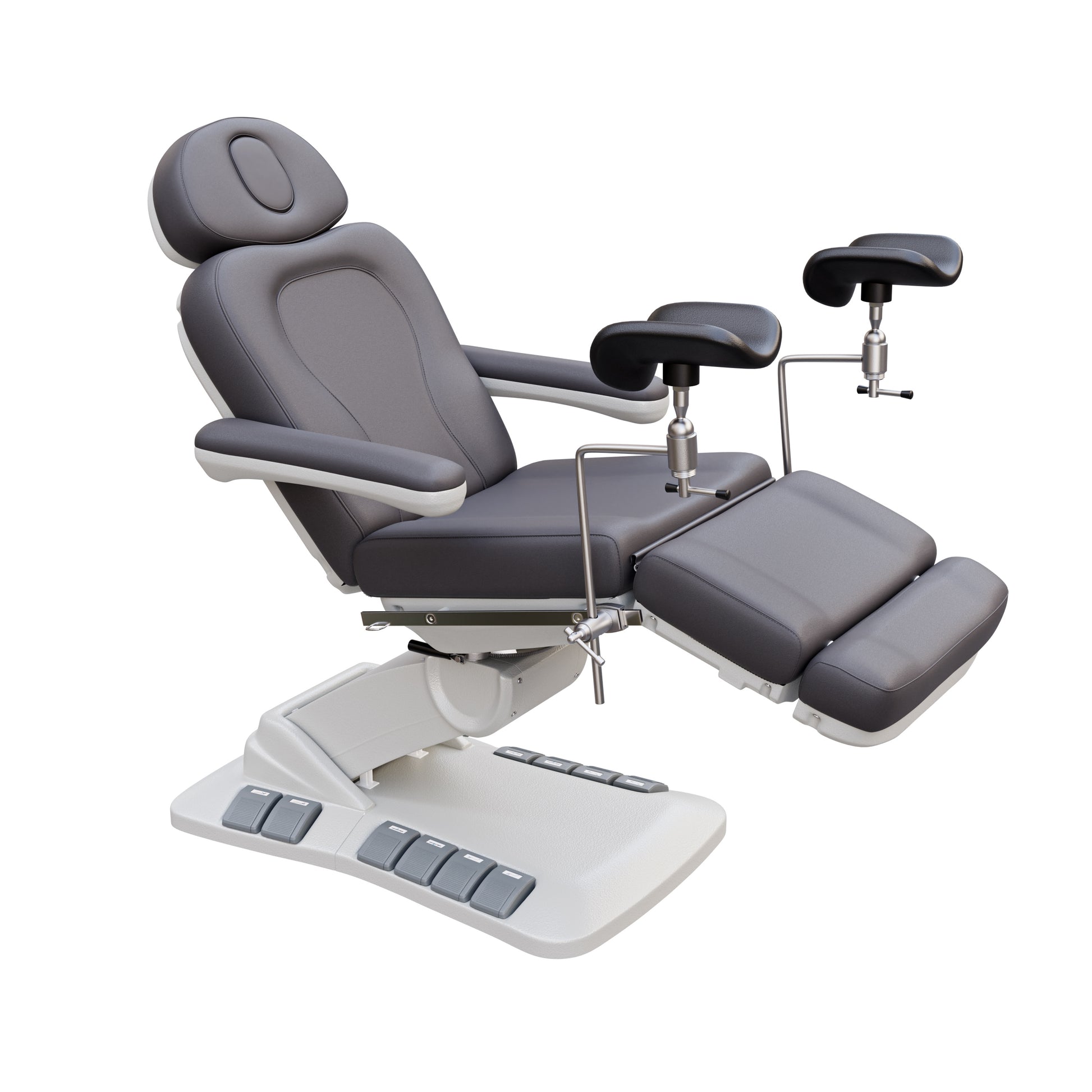 SPA NUMA OB-GYN Swivel Deluxe electric treatment chair with stirrups, 4 motors, 120-degree rotation, vegan leather, for gynecology and outpatient procedures.