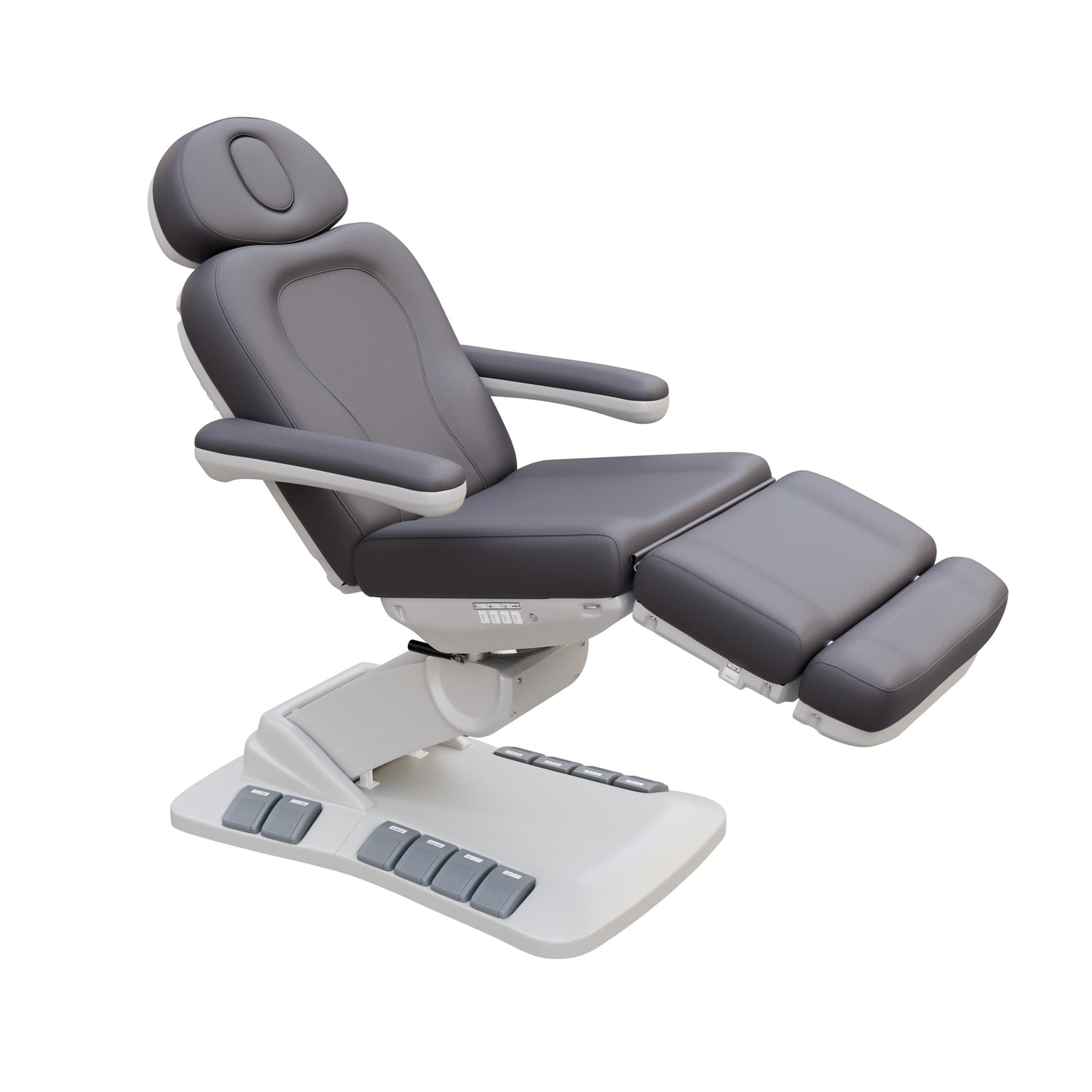 SPA NUMA Swivel Deluxe 4 Motor Electric Treatment Chair with 120° rotation, adjustable height, backrest, leg-rest, and tilt – premium medical spa chair for esthetic treatments, surgeries, and fat-reduction procedures with facial hole, foot pedals, and vegan leather upholstery.