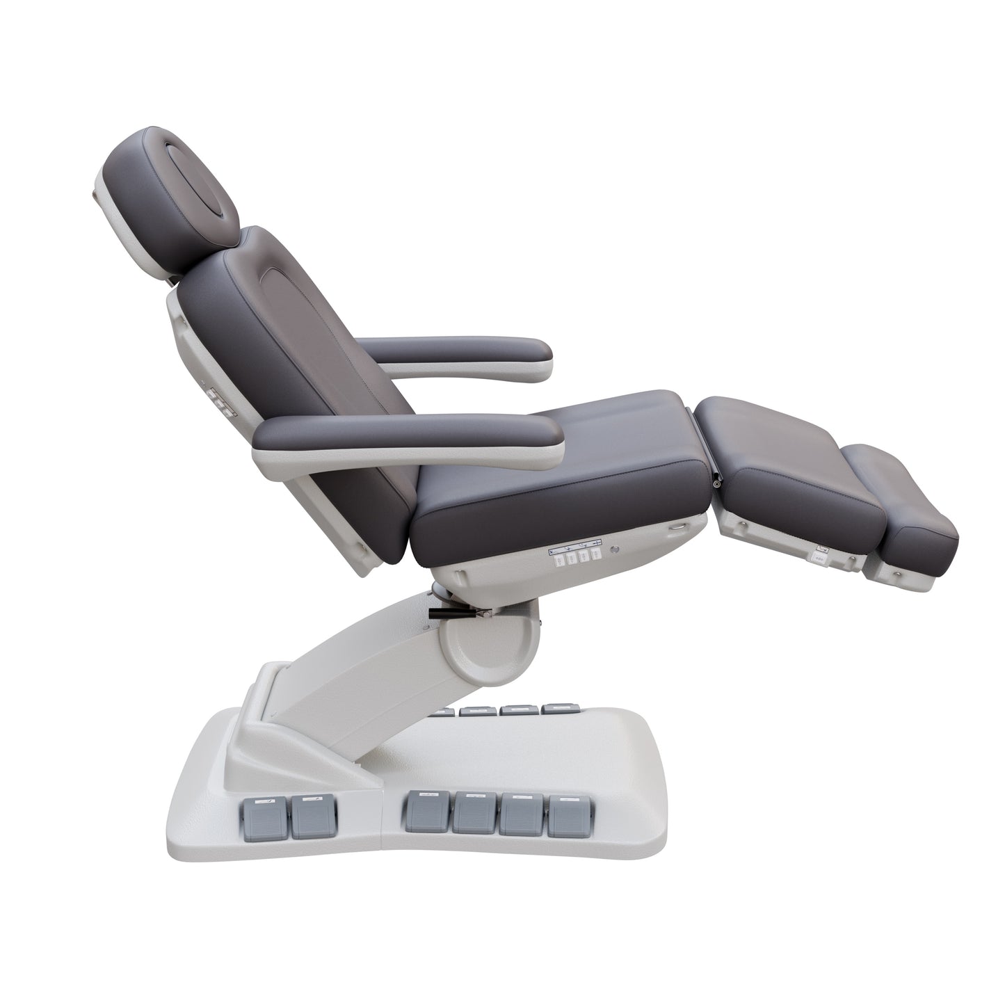 SPA NUMA Swivel Deluxe 4 Motor Electric Treatment Chair with 120° rotation, adjustable height, backrest, leg-rest, and tilt – premium medical spa chair for esthetic treatments, surgeries, and fat-reduction procedures with facial hole, foot pedals, and vegan leather upholstery.