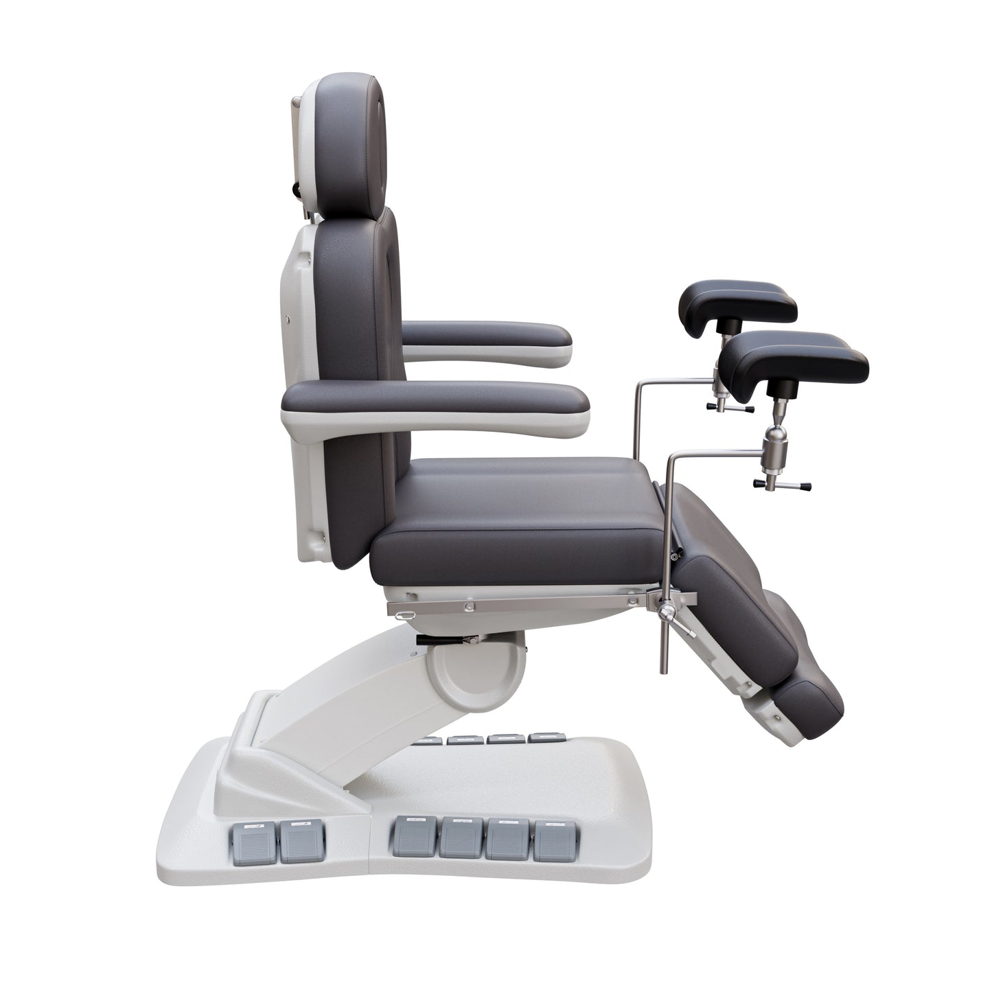 SPA NUMA OB-GYN Swivel Deluxe electric treatment chair with stirrups, 4 motors, 120-degree rotation, vegan leather, for gynecology and outpatient procedures.