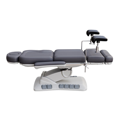 SPA NUMA OB-GYN Swivel Deluxe electric treatment chair with stirrups, 4 motors, 120-degree rotation, vegan leather, for gynecology and outpatient procedures.