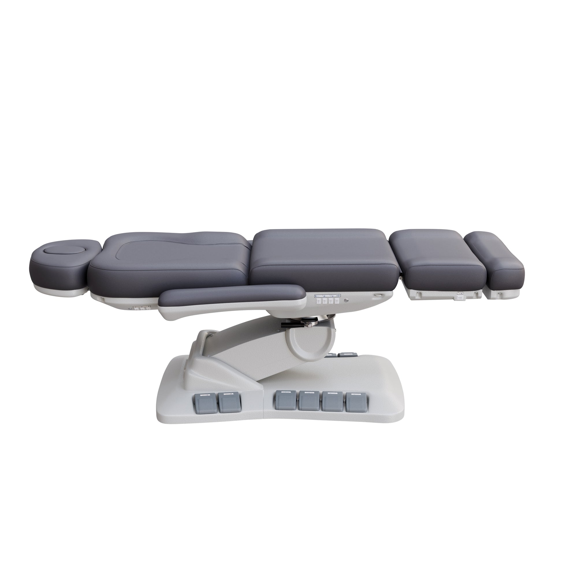 SPA NUMA Swivel Deluxe 4 Motor Electric Treatment Chair with 120° rotation, adjustable height, backrest, leg-rest, and tilt – premium medical spa chair for esthetic treatments, surgeries, and fat-reduction procedures with facial hole, foot pedals, and vegan leather upholstery.