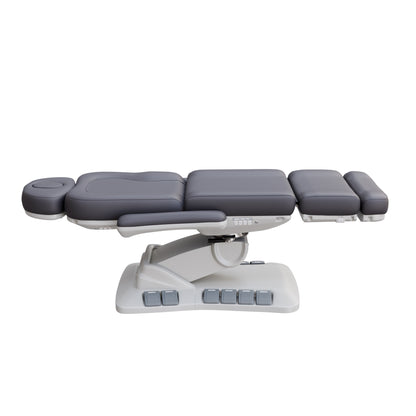 SPA NUMA Swivel Deluxe 4 Motor Electric Treatment Chair with 120° rotation, adjustable height, backrest, leg-rest, and tilt – premium medical spa chair for esthetic treatments, surgeries, and fat-reduction procedures with facial hole, foot pedals, and vegan leather upholstery.