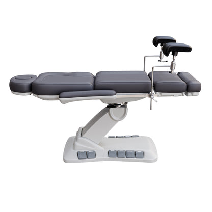 SPA NUMA OB-GYN Swivel Deluxe electric treatment chair with stirrups, 4 motors, 120-degree rotation, vegan leather, for gynecology and outpatient procedures.
