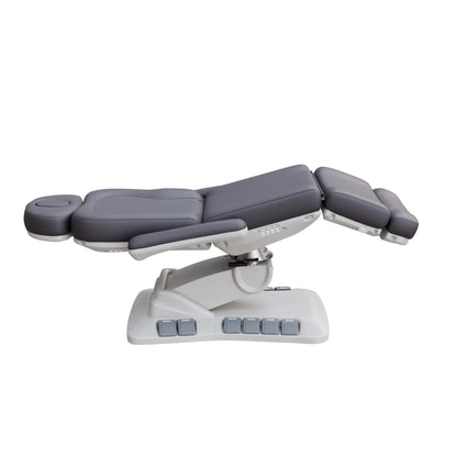 SPA NUMA Swivel Deluxe 4 Motor Electric Treatment Chair with 120° rotation, adjustable height, backrest, leg-rest, and tilt – premium medical spa chair for esthetic treatments, surgeries, and fat-reduction procedures with facial hole, foot pedals, and vegan leather upholstery.