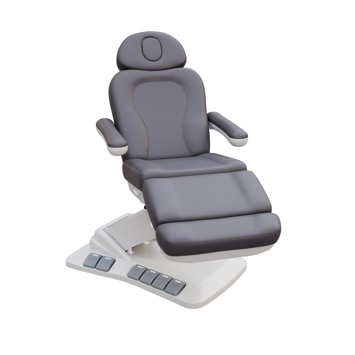 SPA NUMA Swivel Deluxe 4 Motor Electric Treatment Chair with 120° rotation, adjustable height, backrest, leg-rest, and tilt – premium medical spa chair for esthetic treatments, surgeries, and fat-reduction procedures with facial hole, foot pedals, and vegan leather upholstery.