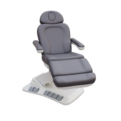 SPA NUMA Swivel Deluxe 4 Motor Electric Treatment Chair with 120° rotation, adjustable height, backrest, leg-rest, and tilt – premium medical spa chair for esthetic treatments, surgeries, and fat-reduction procedures with facial hole, foot pedals, and vegan leather upholstery.