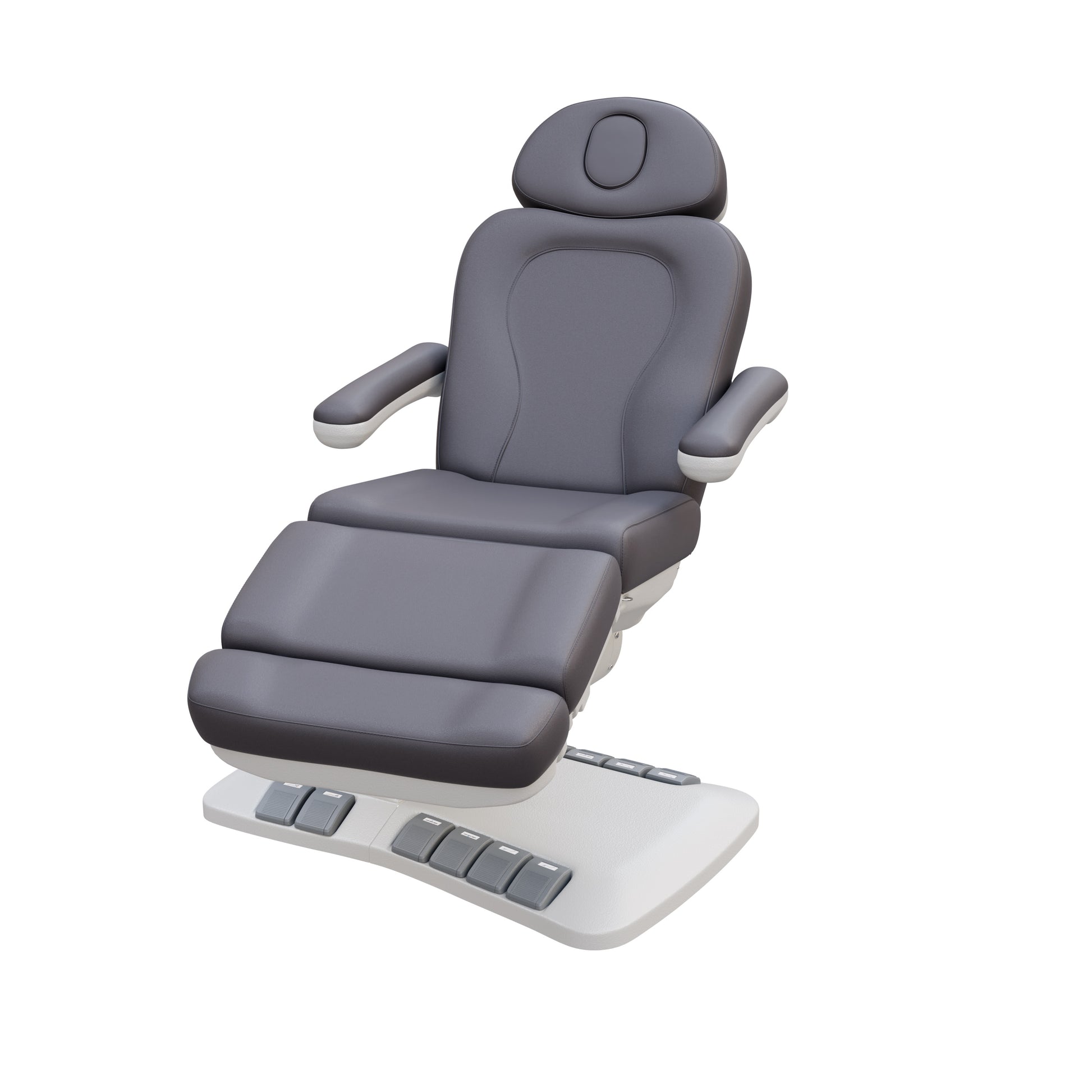 SPA NUMA Swivel Deluxe 4 Motor Electric Treatment Chair with 120° rotation, adjustable height, backrest, leg-rest, and tilt – premium medical spa chair for esthetic treatments, surgeries, and fat-reduction procedures with facial hole, foot pedals, and vegan leather upholstery.