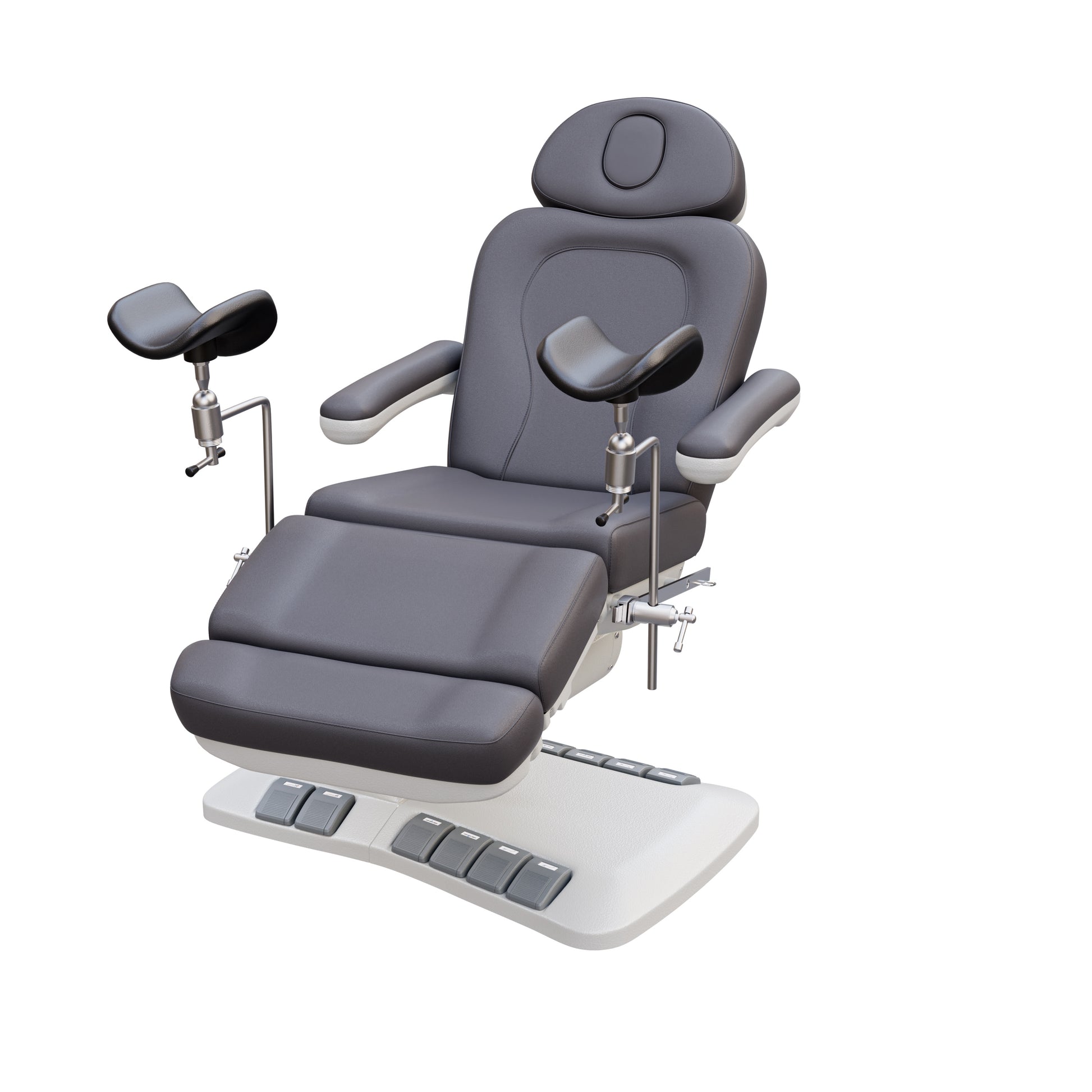 SPA NUMA OB-GYN Swivel Deluxe electric treatment chair with stirrups, 4 motors, 120-degree rotation, vegan leather, for gynecology and outpatient procedures.