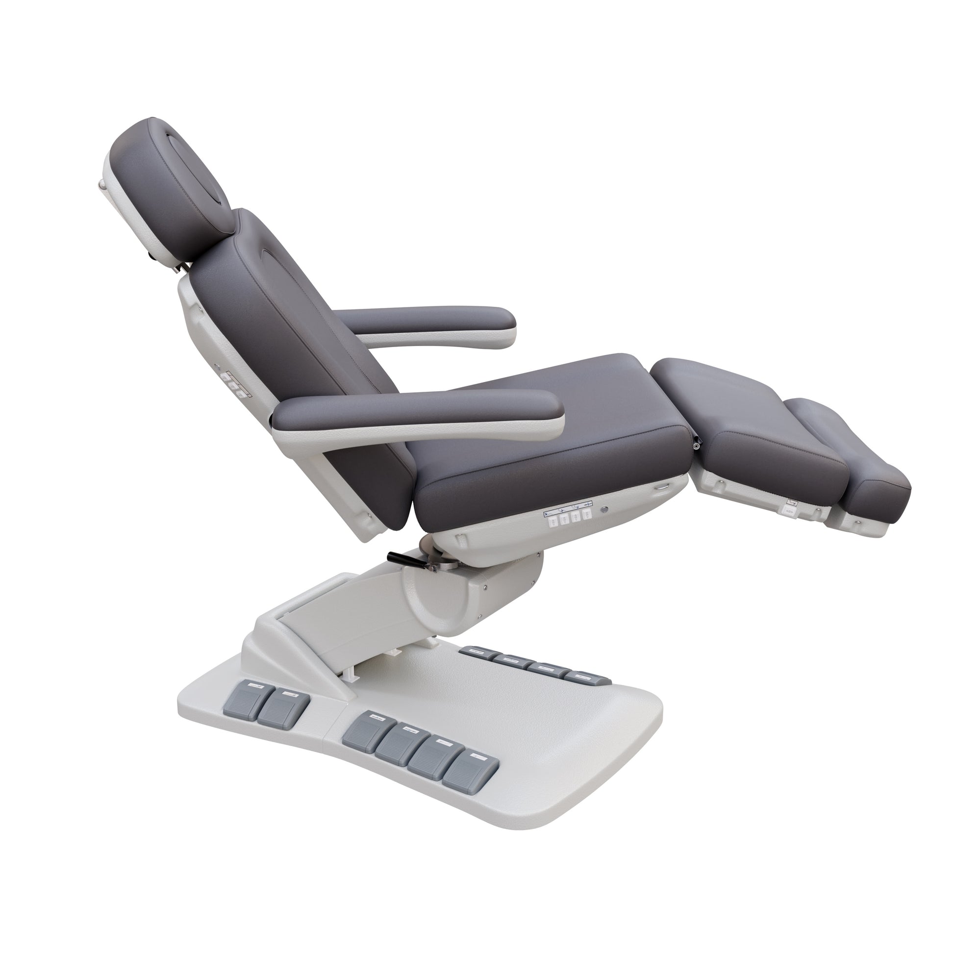 SPA NUMA Swivel Deluxe 4 Motor Electric Treatment Chair with 120° rotation, adjustable height, backrest, leg-rest, and tilt – premium medical spa chair for esthetic treatments, surgeries, and fat-reduction procedures with facial hole, foot pedals, and vegan leather upholstery.