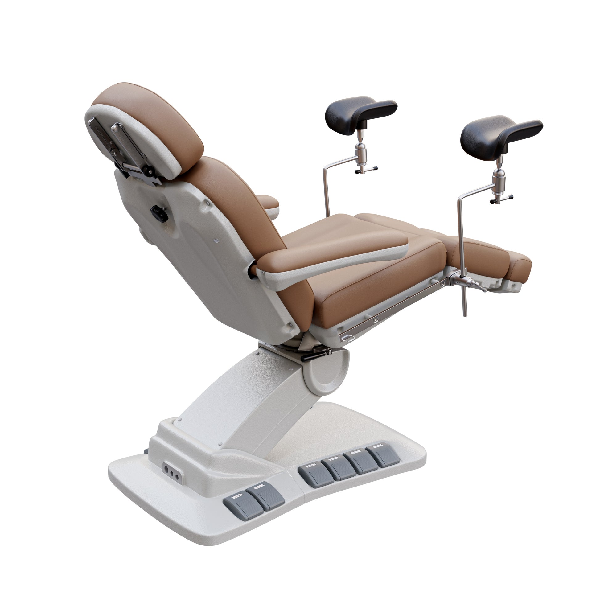 SPA NUMA OB-GYN swivel deluxe 4 motor electric treatment chair with stirrups, 120° rotation, vegan leather upholstery, for gynecology and medical spa procedures.