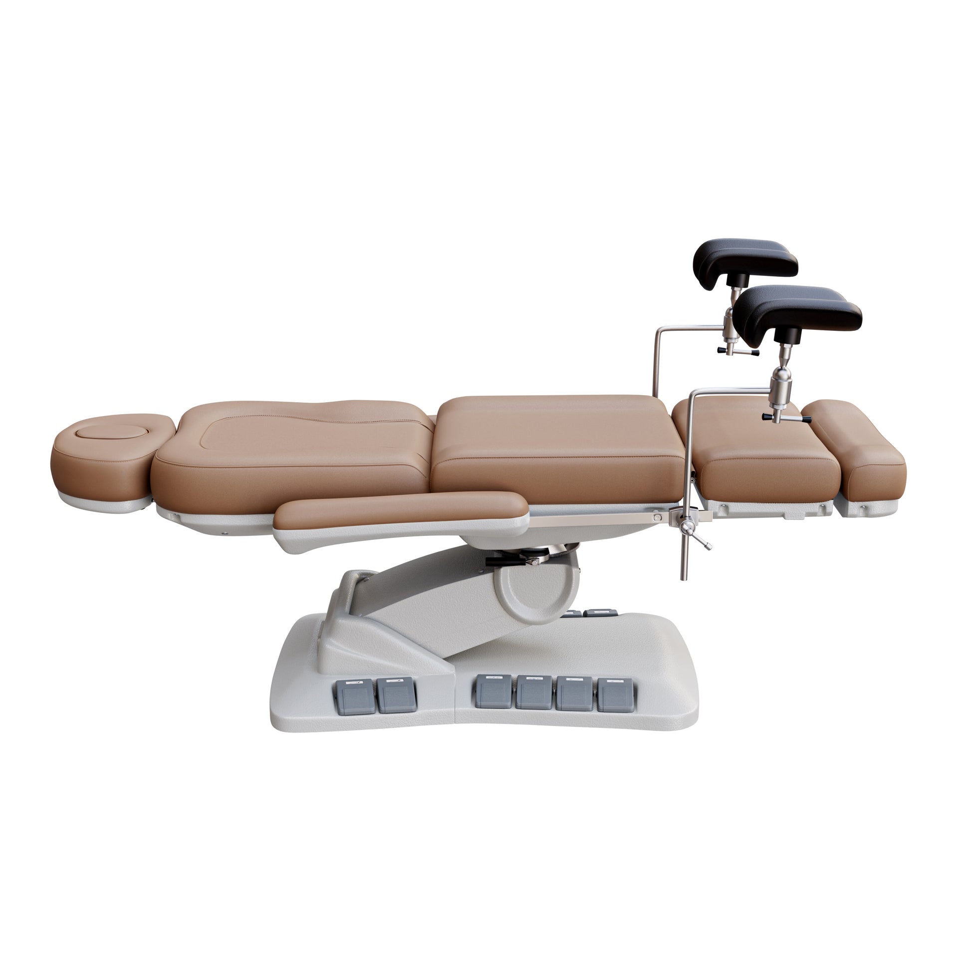 SPA NUMA OB-GYN swivel deluxe 4 motor electric treatment chair with stirrups, 120° rotation, vegan leather upholstery, for gynecology and medical spa procedures.