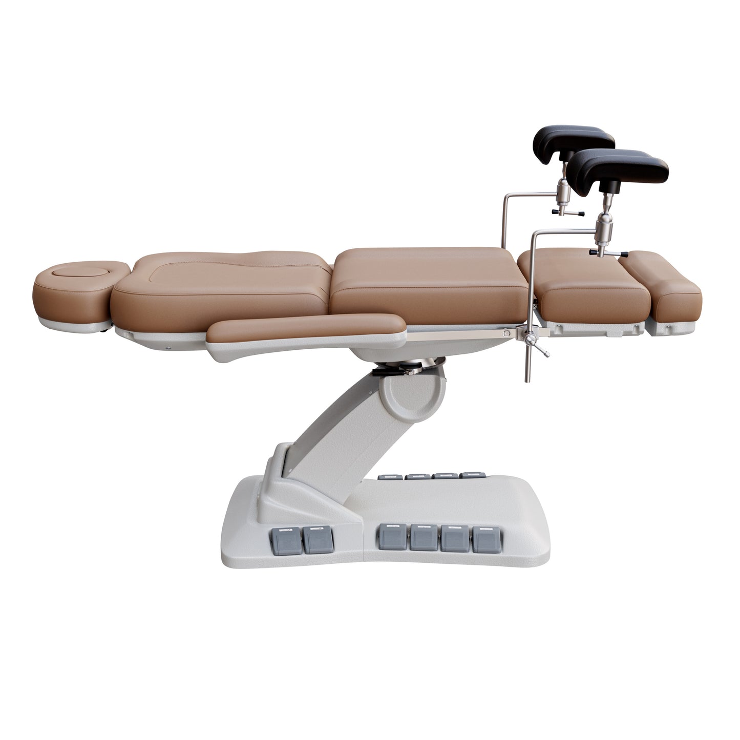 SPA NUMA OB-GYN swivel deluxe 4 motor electric treatment chair with stirrups, 120° rotation, vegan leather upholstery, for gynecology and medical spa procedures.
