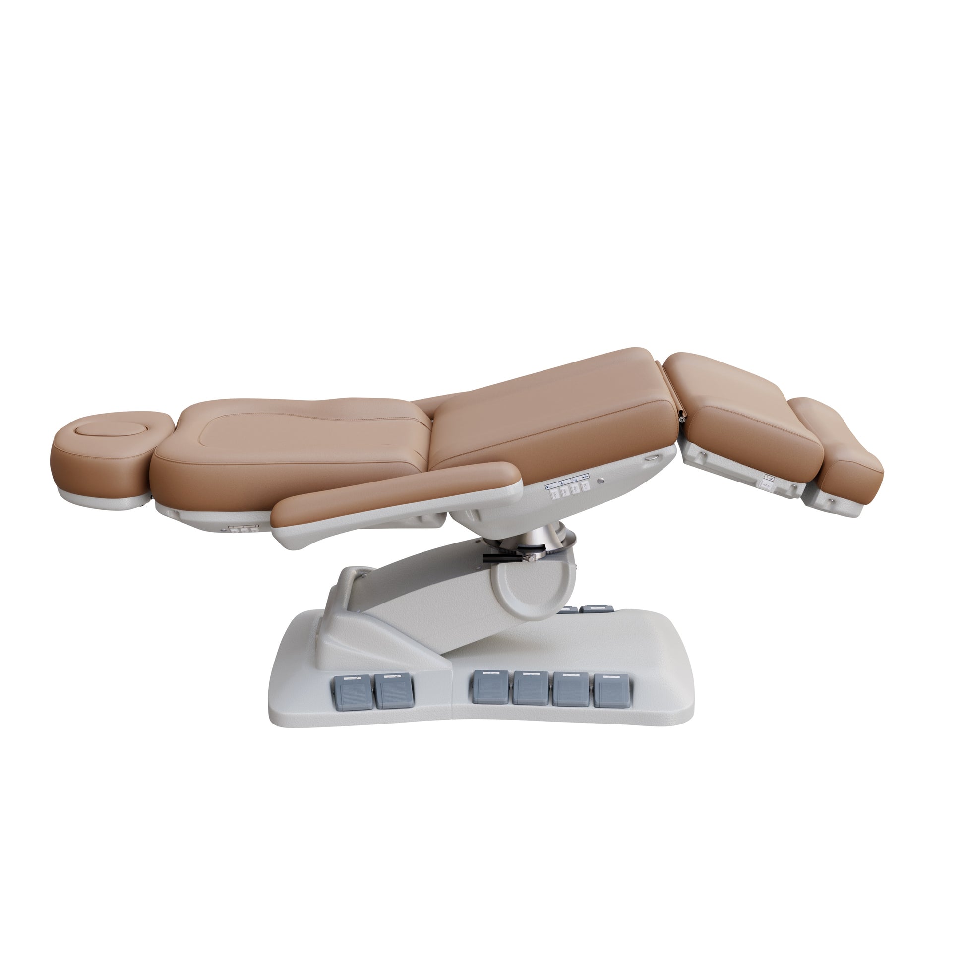SPA NUMA Swivel Deluxe 4 Motor Electric Treatment Chair for medical, esthetic, and fat-reduction procedures – features 120° rotation, adjustable height, backrest, and leg-rest, vegan leather, facial hole, built-in foot pedals, and memory reset function.