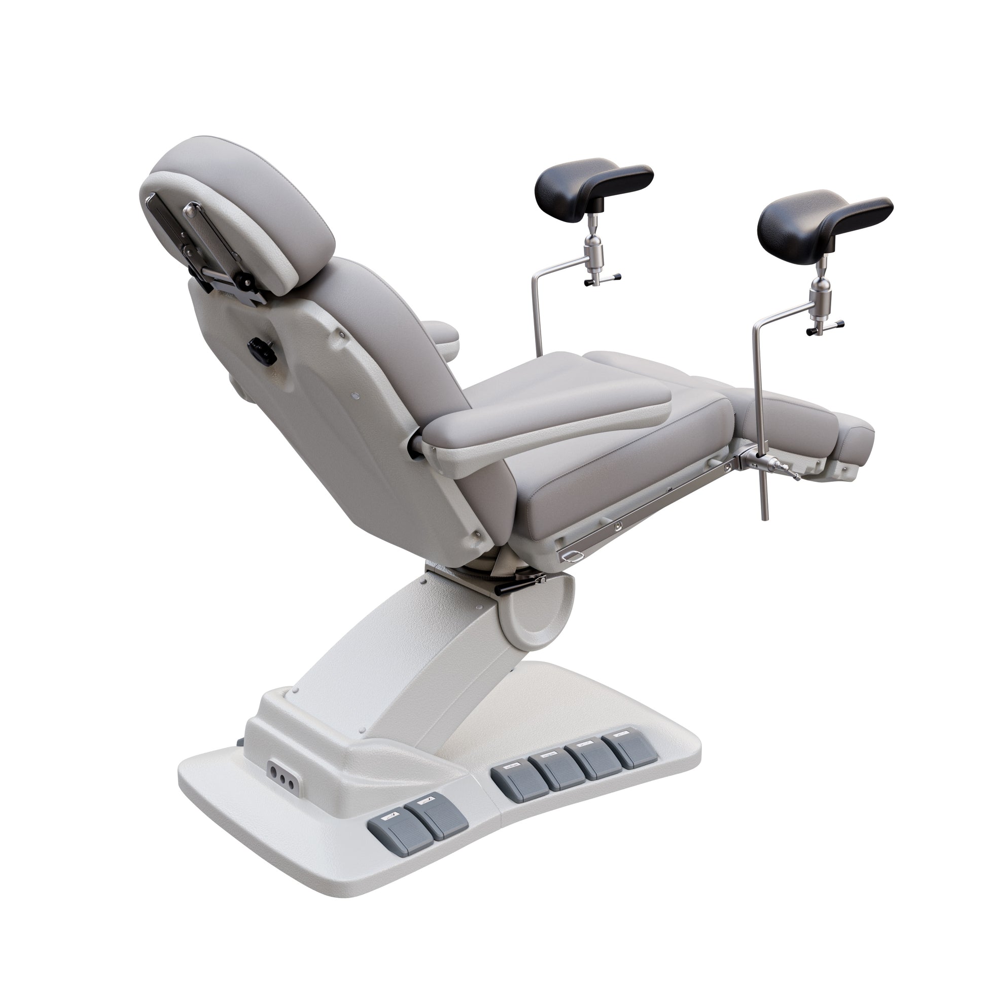 SPA NUMA OB-GYN Swivel Deluxe 4 motor electric treatment chair with stirrups, vegan leather upholstery, 120-degree rotation, for gynecological exams and aesthetic procedures.
