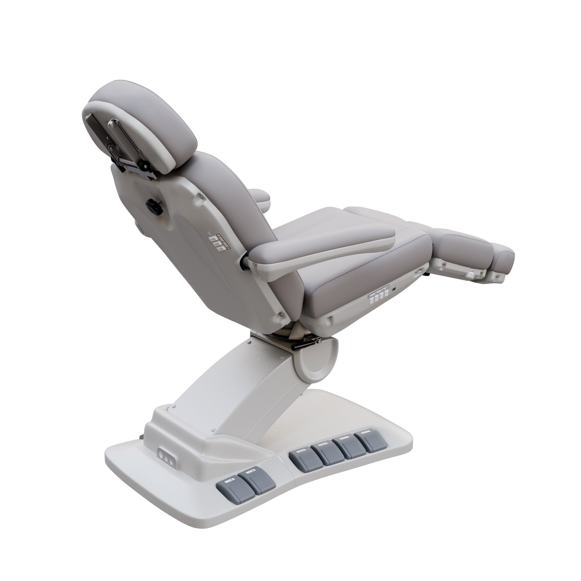 SPA NUMA Swivel Deluxe 4 Motor Electric Treatment Chair for esthetic procedures, outpatient surgery, and medical evaluations – features 120° rotation, vegan leather upholstery, built-in foot pedals, reversible armrests, extendable headrest with face hole.