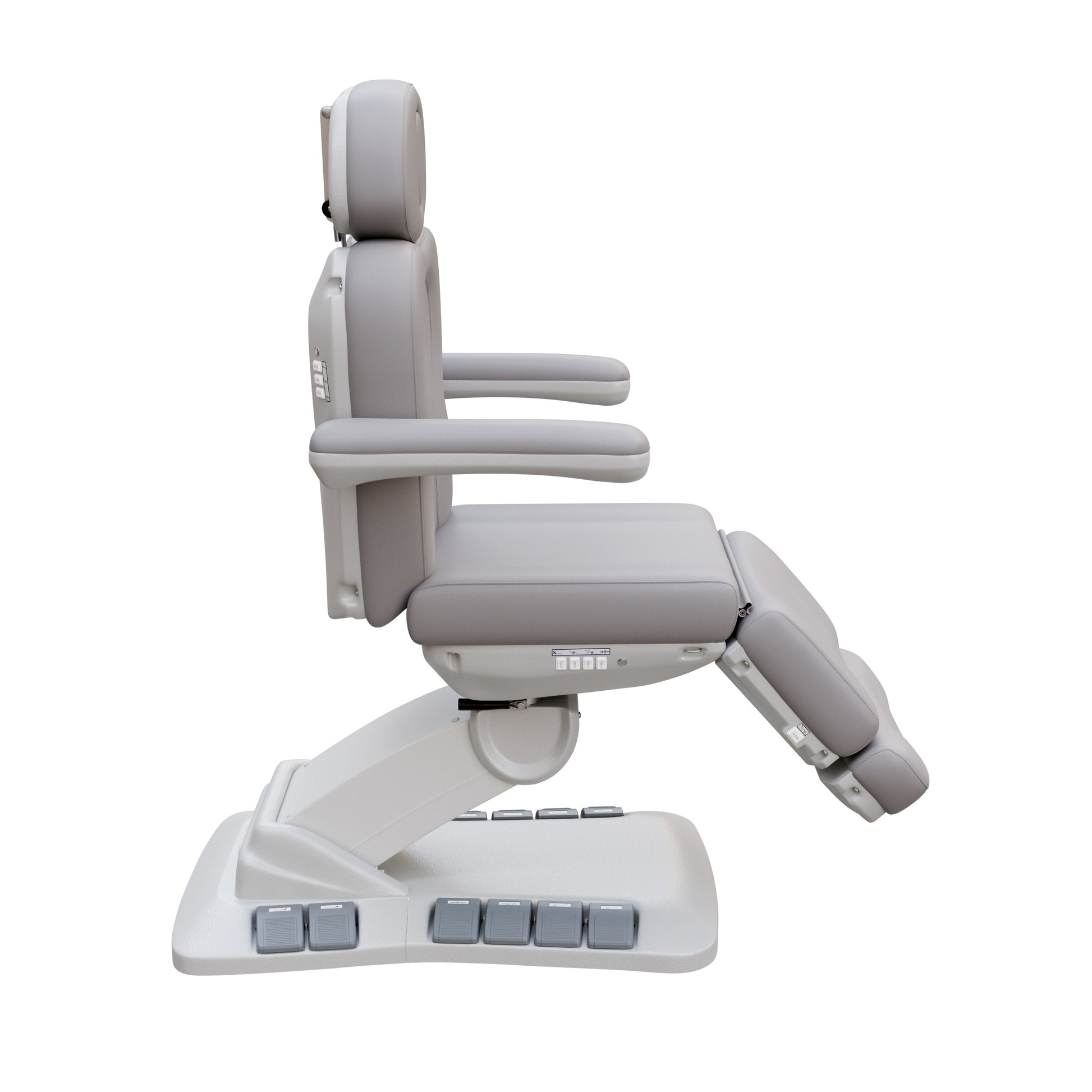 SPA NUMA Swivel Deluxe 4 Motor Electric Treatment Chair for esthetic procedures, outpatient surgery, and medical evaluations – features 120° rotation, vegan leather upholstery, built-in foot pedals, reversible armrests, extendable headrest with face hole.