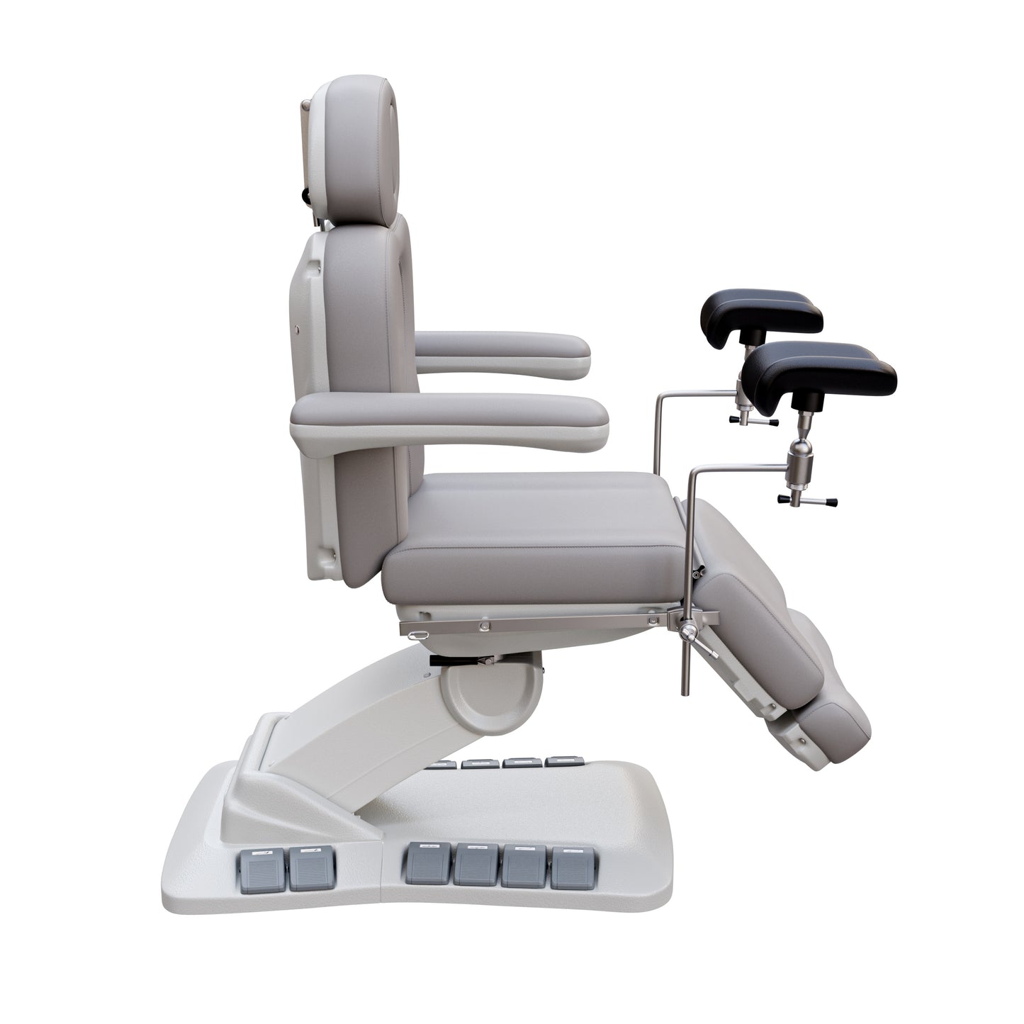 SPA NUMA OB-GYN Swivel Deluxe 4 motor electric treatment chair with stirrups, vegan leather upholstery, 120-degree rotation, for gynecological exams and aesthetic procedures.