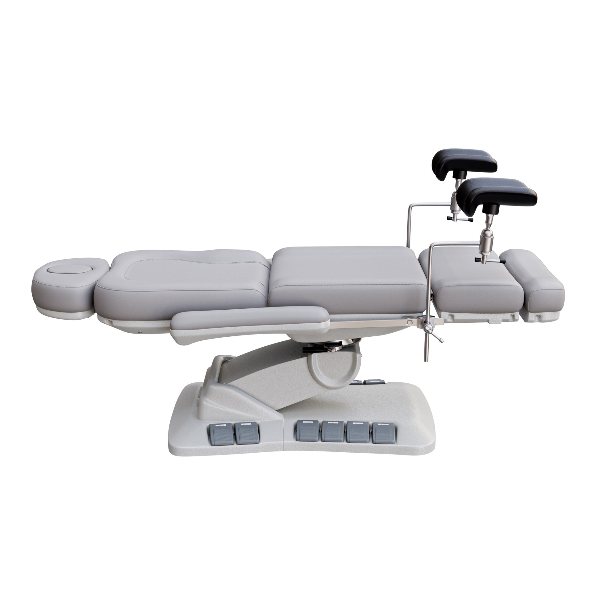 SPA NUMA OB-GYN Swivel Deluxe 4 motor electric treatment chair with stirrups, vegan leather upholstery, 120-degree rotation, for gynecological exams and aesthetic procedures.