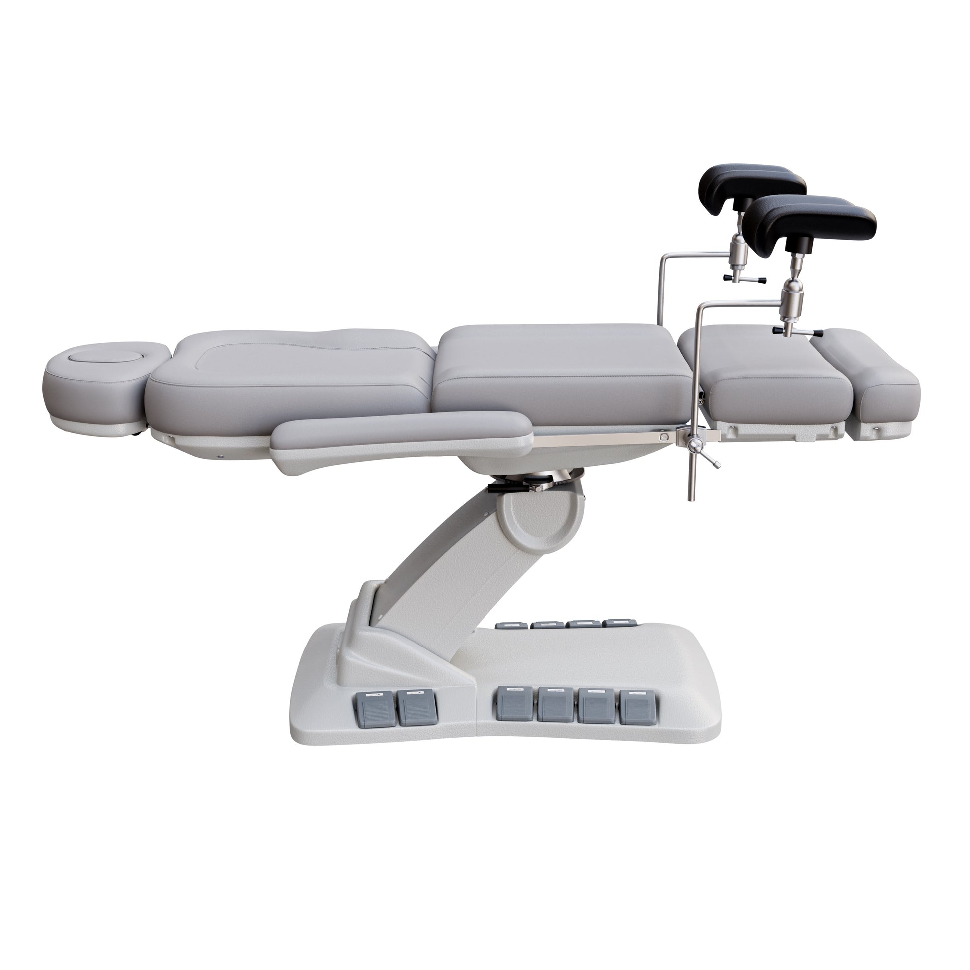 SPA NUMA OB-GYN Swivel Deluxe 4 motor electric treatment chair with stirrups, vegan leather upholstery, 120-degree rotation, for gynecological exams and aesthetic procedures.