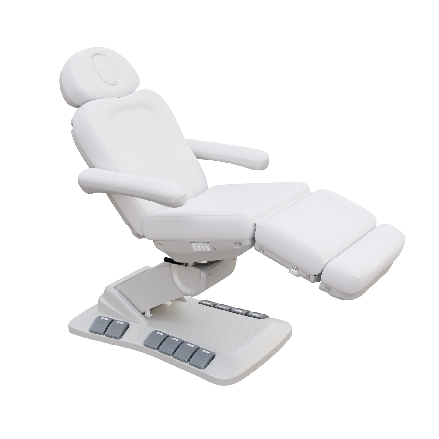 Spa Numa SWIVEL DELUXE 4 motor electric treatment chair with 120° rotation, built-in foot pedals, extendable headrest with facial hole, and vegan leather upholstery—ideal for esthetic procedures, outpatient surgery, and medspa treatments.