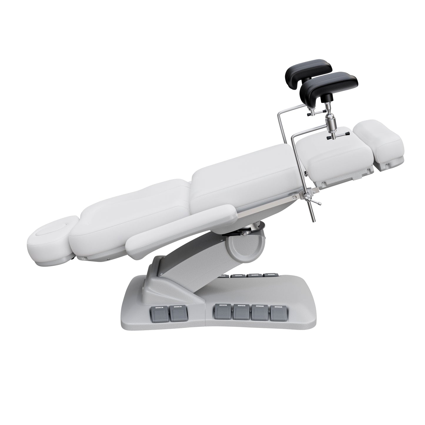 Spa Numa OB-GYN Swivel Deluxe 4-motor electric treatment chair with stirrups, 120° rotation, vegan leather upholstery, and memory remote for gynecology and aesthetic procedures.
