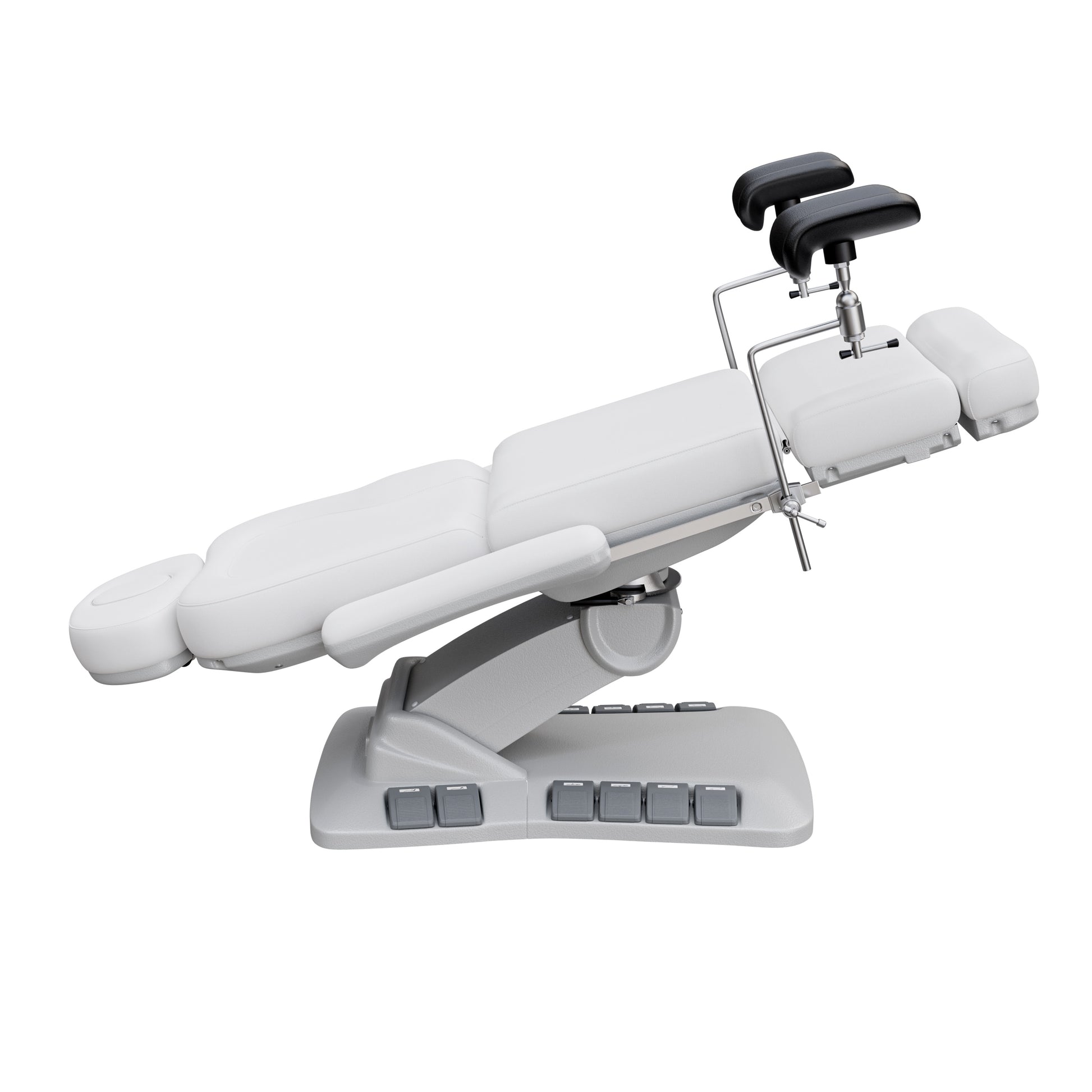 Spa Numa OB-GYN Swivel Deluxe 4-motor electric treatment chair with stirrups, 120° rotation, vegan leather upholstery, and memory remote for gynecology and aesthetic procedures.