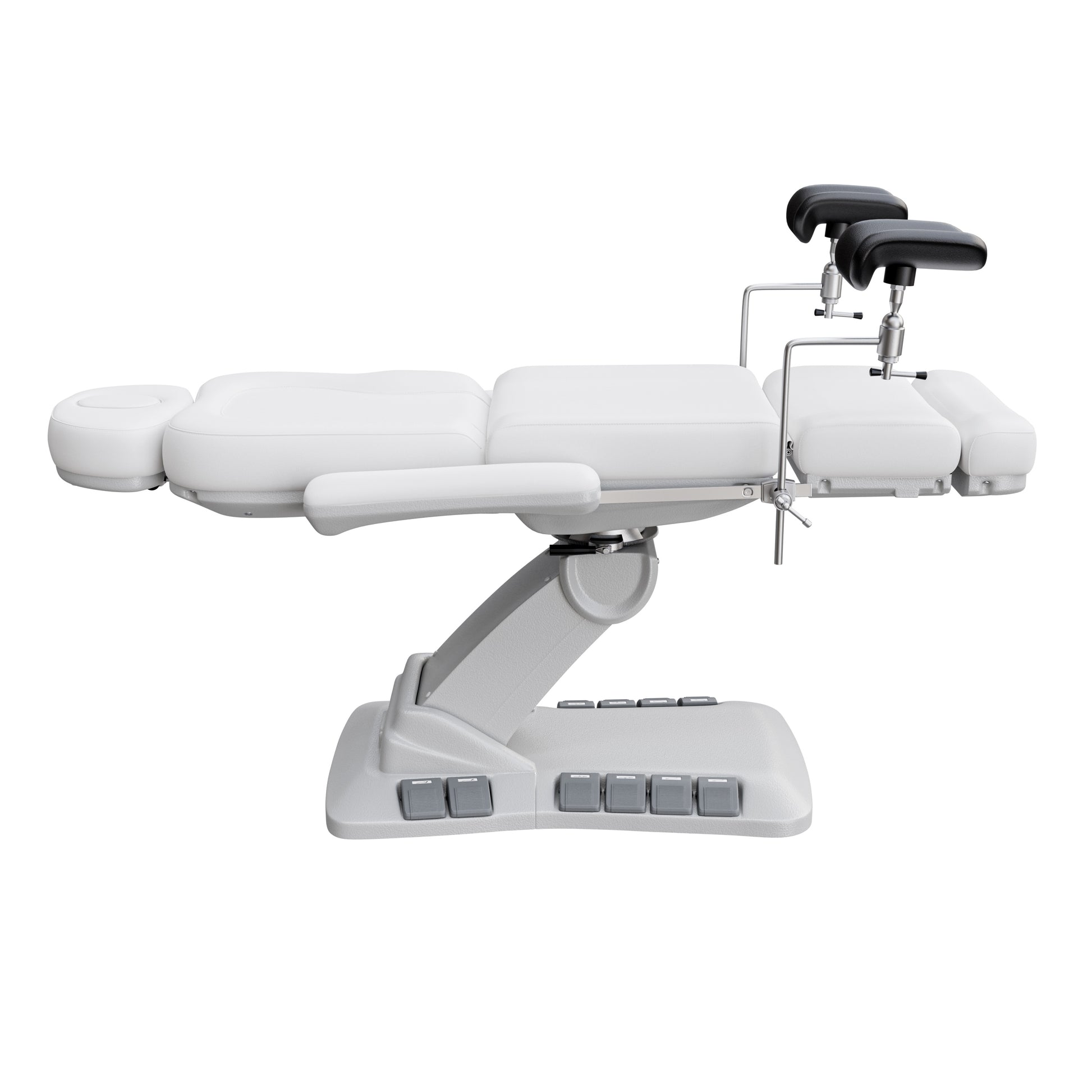 Spa Numa OB-GYN Swivel Deluxe 4-motor electric treatment chair with stirrups, 120° rotation, vegan leather upholstery, and memory remote for gynecology and aesthetic procedures.