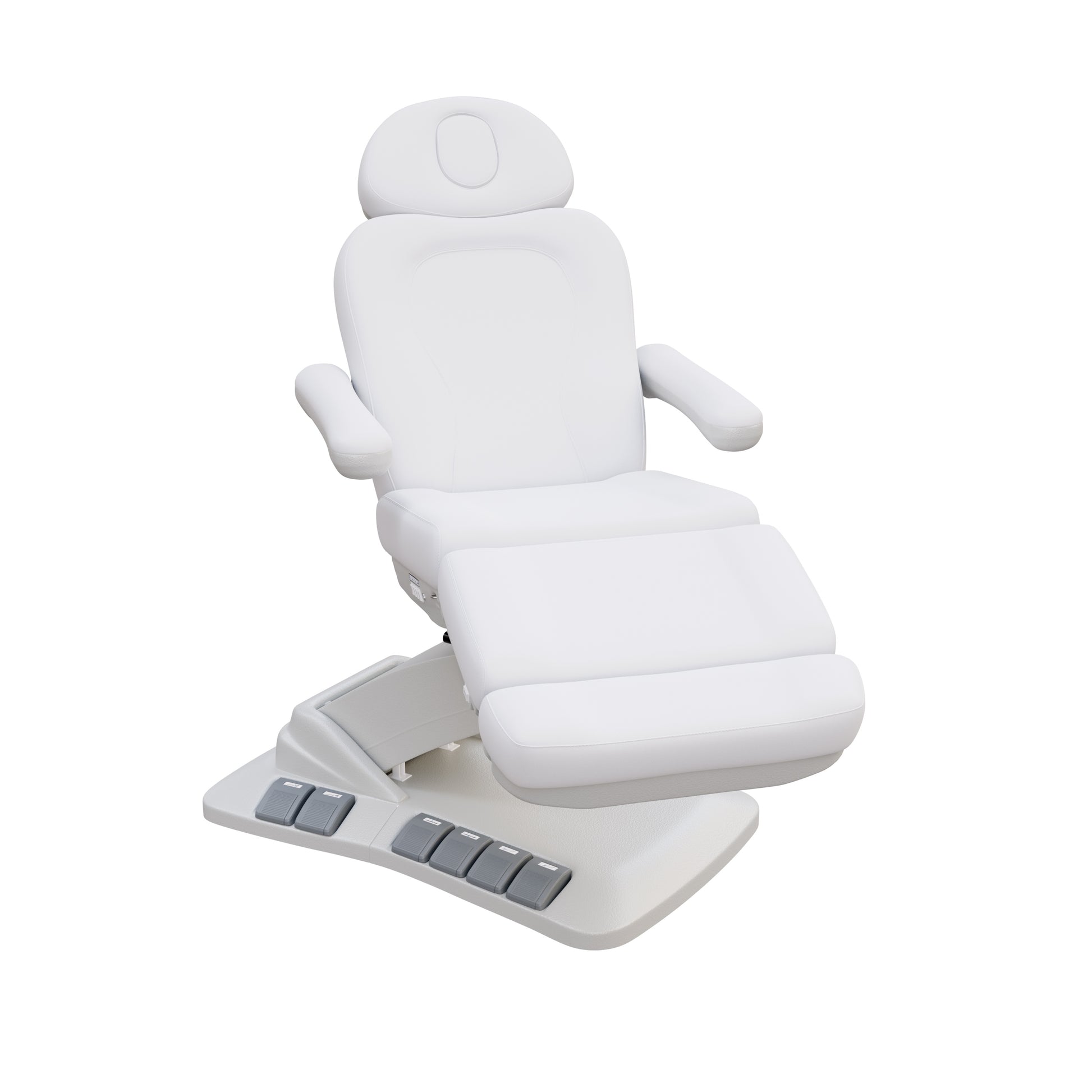 Spa Numa SWIVEL DELUXE 4 motor electric treatment chair with 120° rotation, built-in foot pedals, extendable headrest with facial hole, and vegan leather upholstery—ideal for esthetic procedures, outpatient surgery, and medspa treatments.