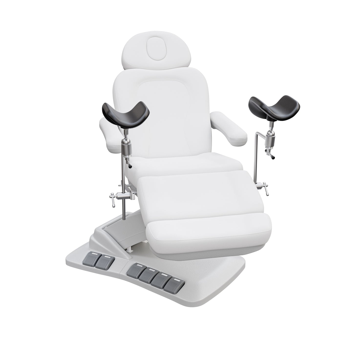 Spa Numa OB-GYN Swivel Deluxe 4-motor electric treatment chair with stirrups, 120° rotation, vegan leather upholstery, and memory remote for gynecology and aesthetic procedures.