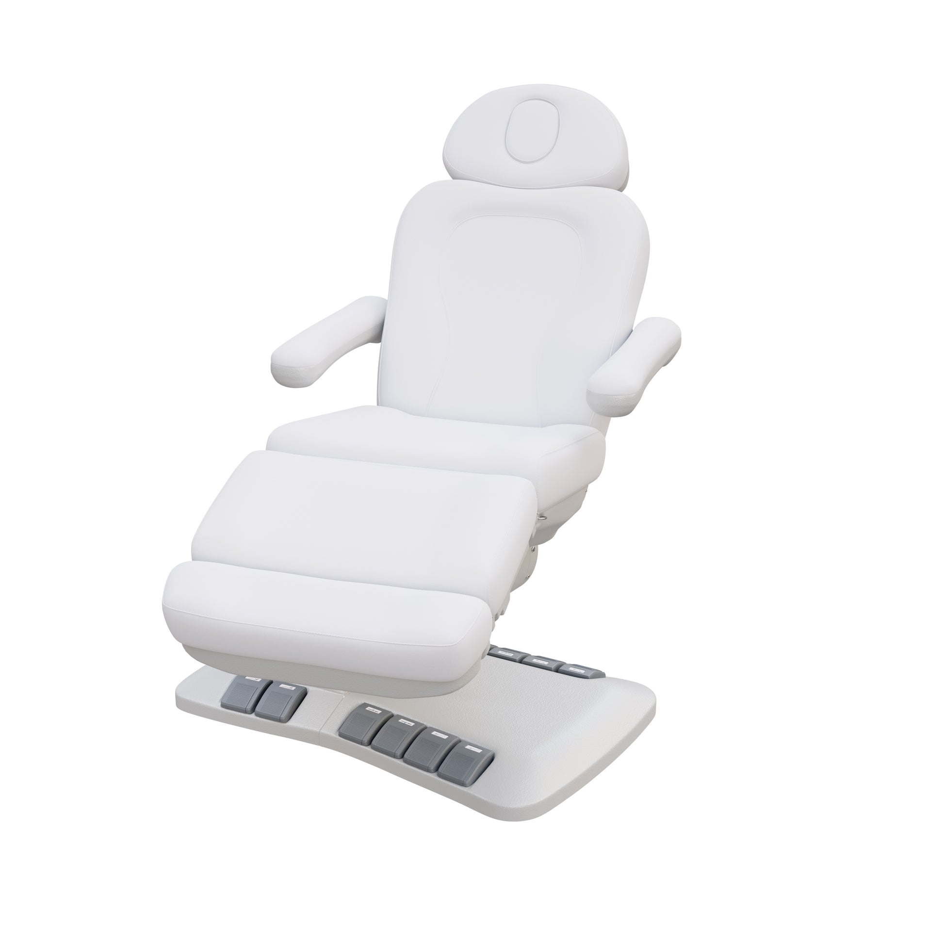 Spa Numa SWIVEL DELUXE 4 motor electric treatment chair with 120° rotation, built-in foot pedals, extendable headrest with facial hole, and vegan leather upholstery—ideal for esthetic procedures, outpatient surgery, and medspa treatments.